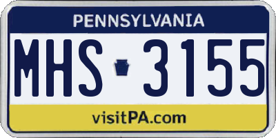 PA license plate MHS3155