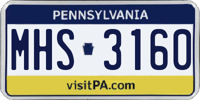 PA license plate MHS3160