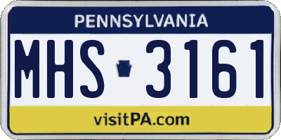 PA license plate MHS3161