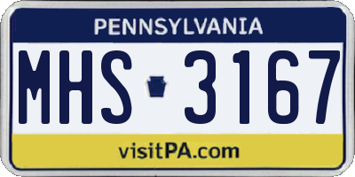 PA license plate MHS3167