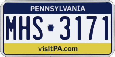 PA license plate MHS3171