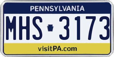 PA license plate MHS3173