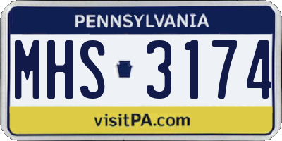 PA license plate MHS3174