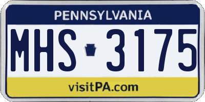 PA license plate MHS3175