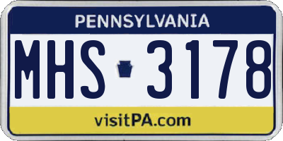 PA license plate MHS3178