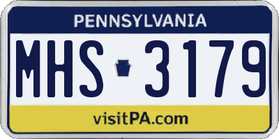 PA license plate MHS3179