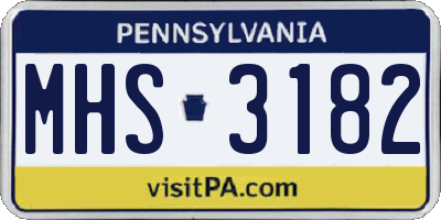 PA license plate MHS3182