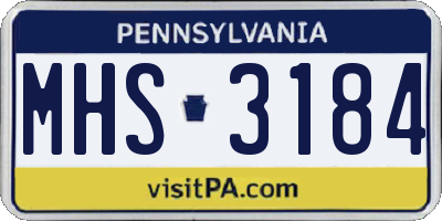 PA license plate MHS3184