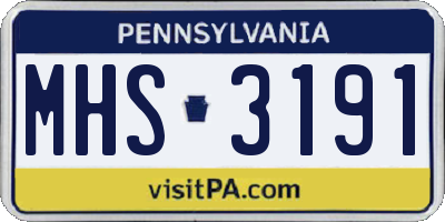 PA license plate MHS3191