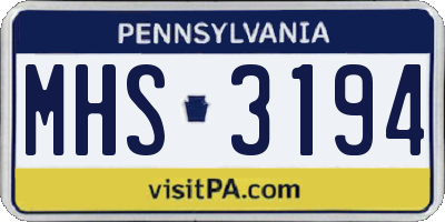 PA license plate MHS3194