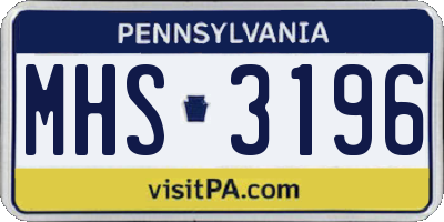PA license plate MHS3196