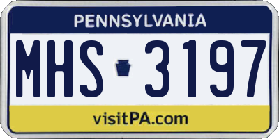 PA license plate MHS3197