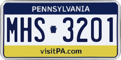 PA license plate MHS3201