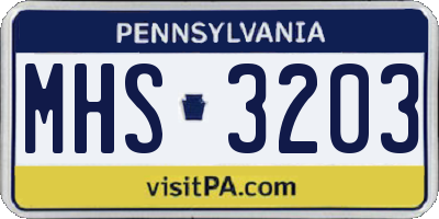 PA license plate MHS3203