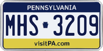 PA license plate MHS3209