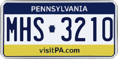 PA license plate MHS3210