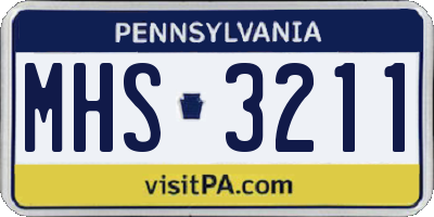 PA license plate MHS3211