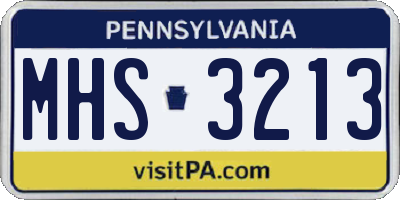 PA license plate MHS3213
