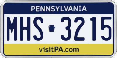 PA license plate MHS3215