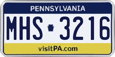 PA license plate MHS3216