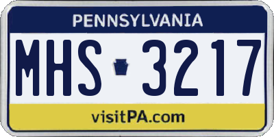 PA license plate MHS3217