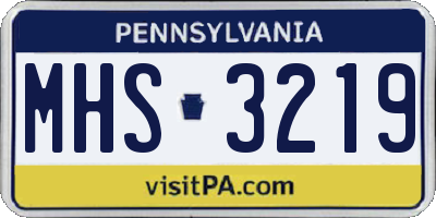 PA license plate MHS3219