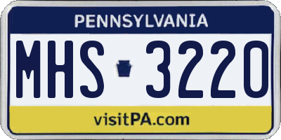 PA license plate MHS3220