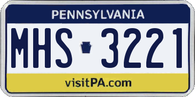 PA license plate MHS3221