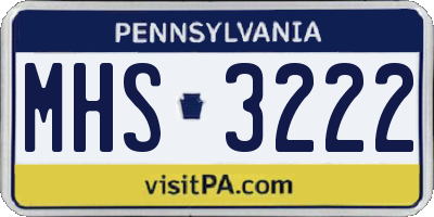 PA license plate MHS3222