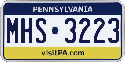 PA license plate MHS3223