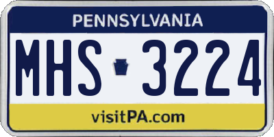 PA license plate MHS3224
