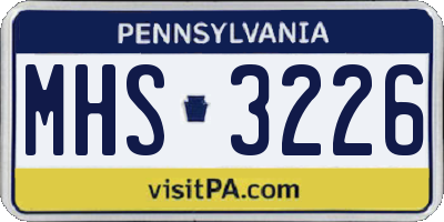 PA license plate MHS3226