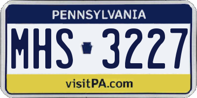 PA license plate MHS3227