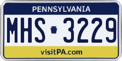 PA license plate MHS3229