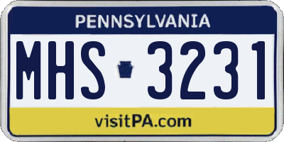 PA license plate MHS3231