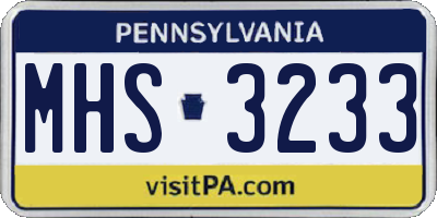 PA license plate MHS3233