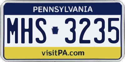 PA license plate MHS3235
