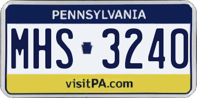PA license plate MHS3240