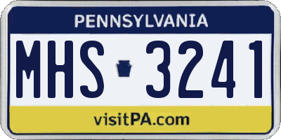 PA license plate MHS3241