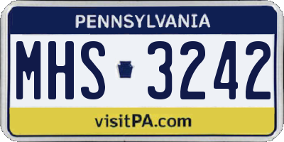 PA license plate MHS3242