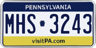 PA license plate MHS3243