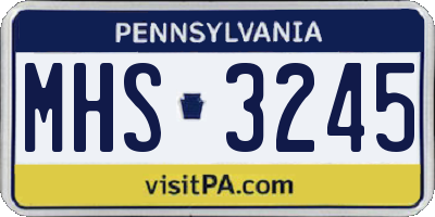 PA license plate MHS3245