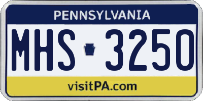 PA license plate MHS3250