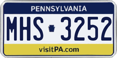 PA license plate MHS3252