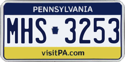 PA license plate MHS3253