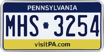 PA license plate MHS3254