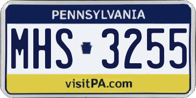 PA license plate MHS3255