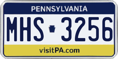 PA license plate MHS3256