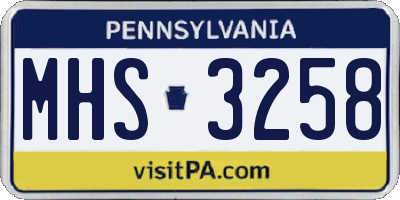 PA license plate MHS3258
