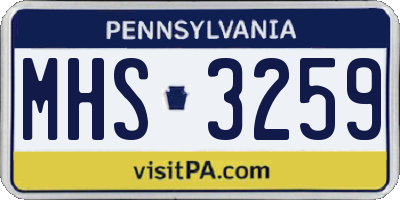 PA license plate MHS3259